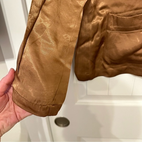 NWT Elie Tahari relaxed satin blazer jacket in walnut, size S - Picture 6 of 11